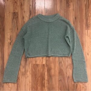 Wild Fable Textured Green Knit Cropped Sweater